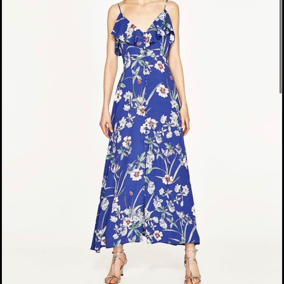 zara blue floral maxi dress